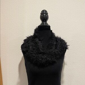 Black Fuzzy Infinity Scarf